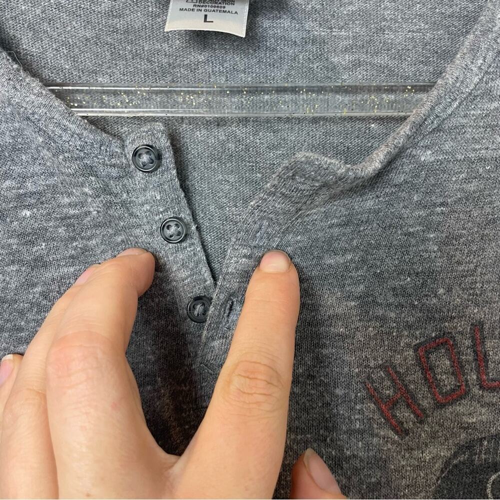 JUNK FOOD Vintage Feel Houston Texans Gray Henley Shirt Size L - Picture 3 of 7